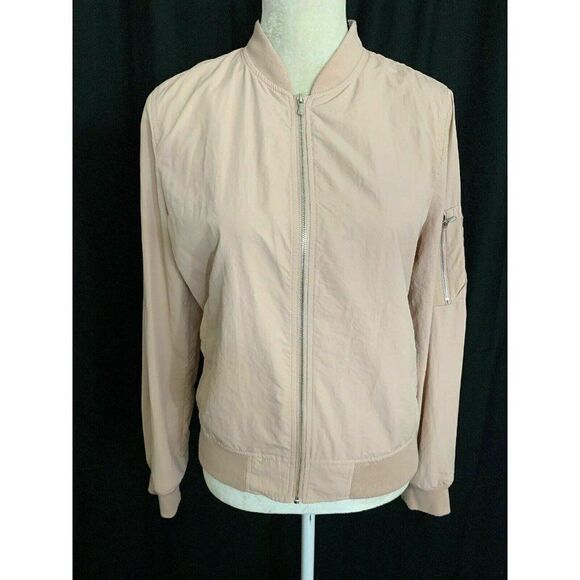 Zara Womens Light Solid Pink Long Sleeve Wind Breaker Jacket Medium - Picture 1 of 6